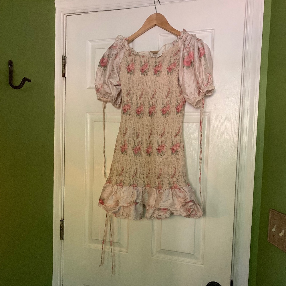 Violet Silk Floral Smocked Mini Dress - Picture 3 of 5
